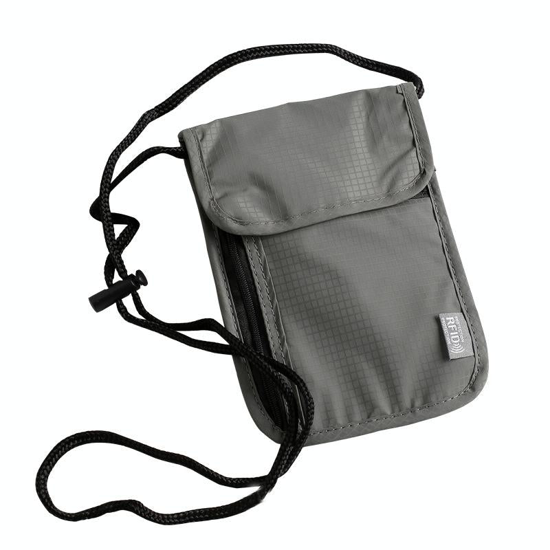 V562-B1069463060DBT-202508290131-00 Secure Hanging Neck Bag for Travel Documents - Rfid Blocking - Grey - Image 1