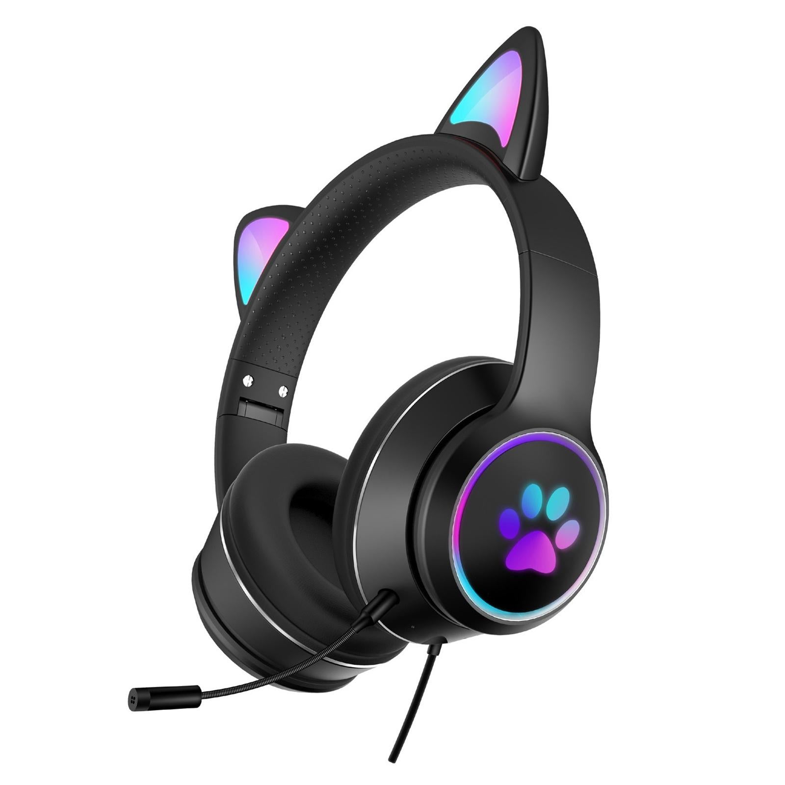 V562-B109424100ADE-202508292115-00 Foldable Led Headset With Mic Usb + 3.5Mm Port - Black - Image 1