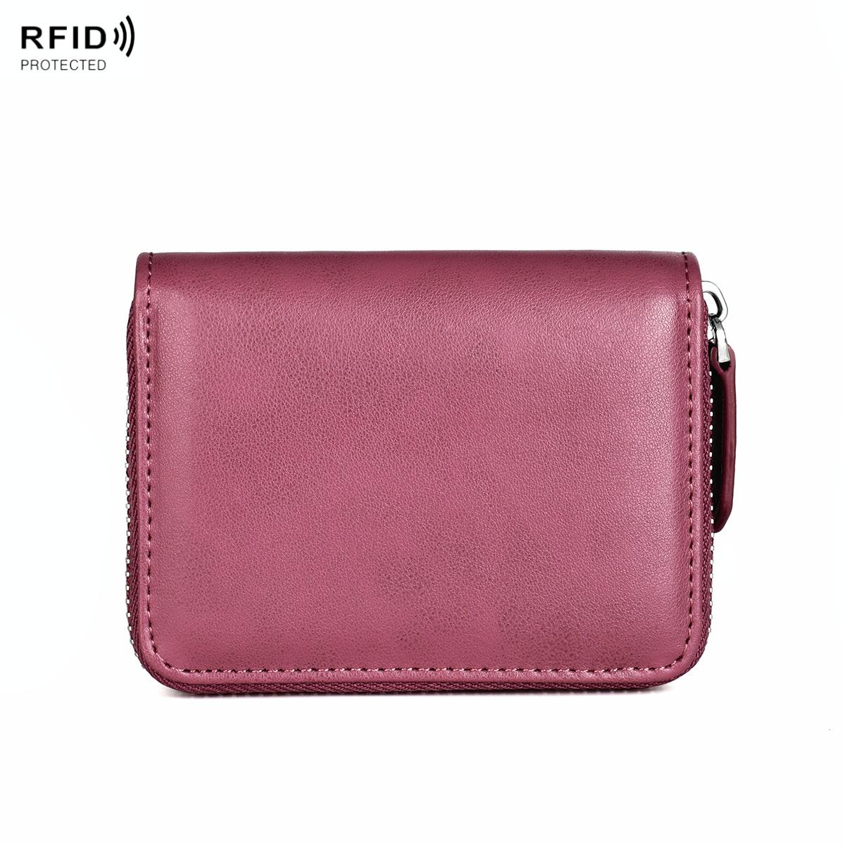 V562-B109466100ADE-202508281710-00 Rfid-protected Leather Coin Purse - Secure & Stylish - Purple - Image 1