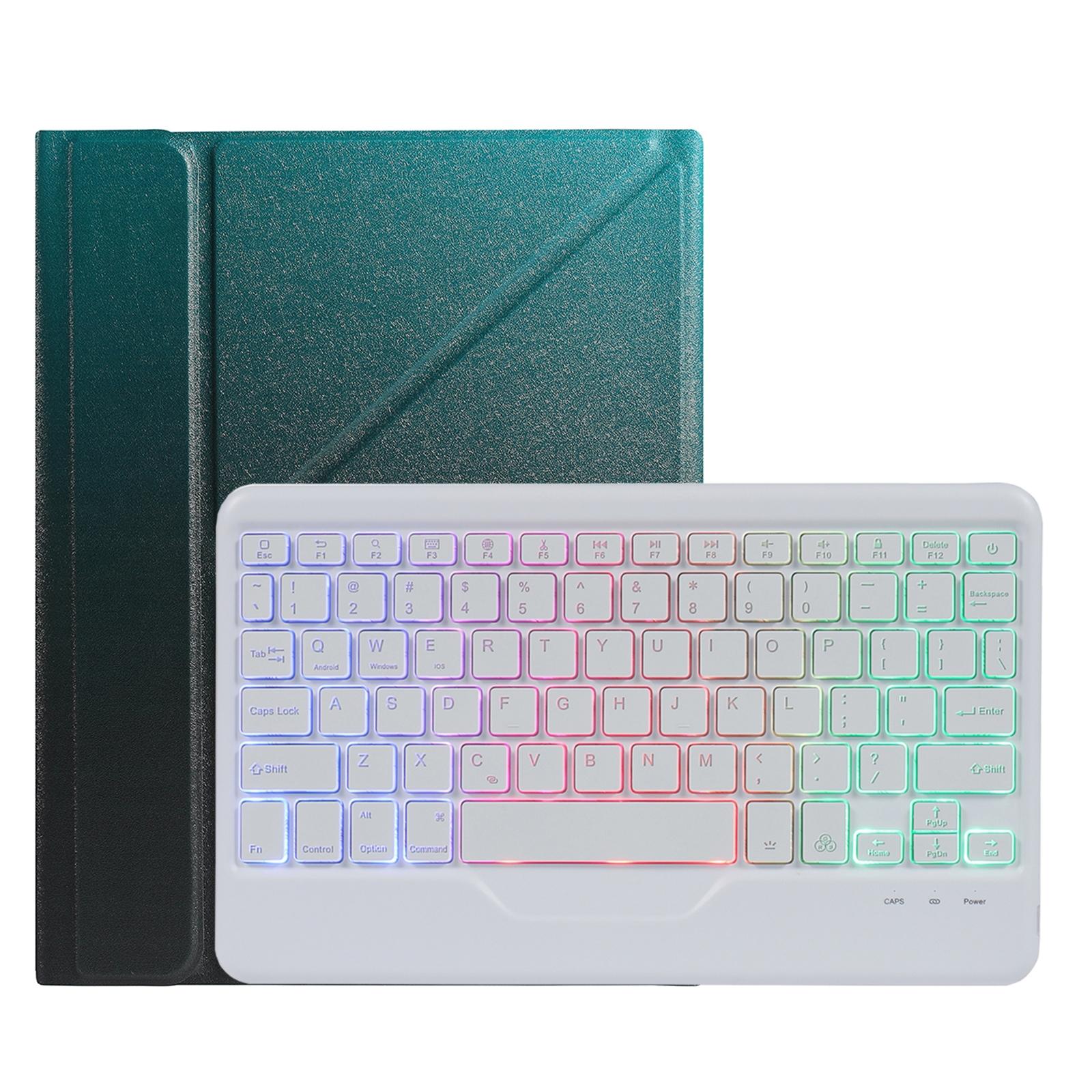 V562-B303166100ADE-202508290835-00 Bluetooth Keyboard Leather Case For Ipad Pro 11 With Holder & Pen Slot - Gradient Rainbow - Image 1