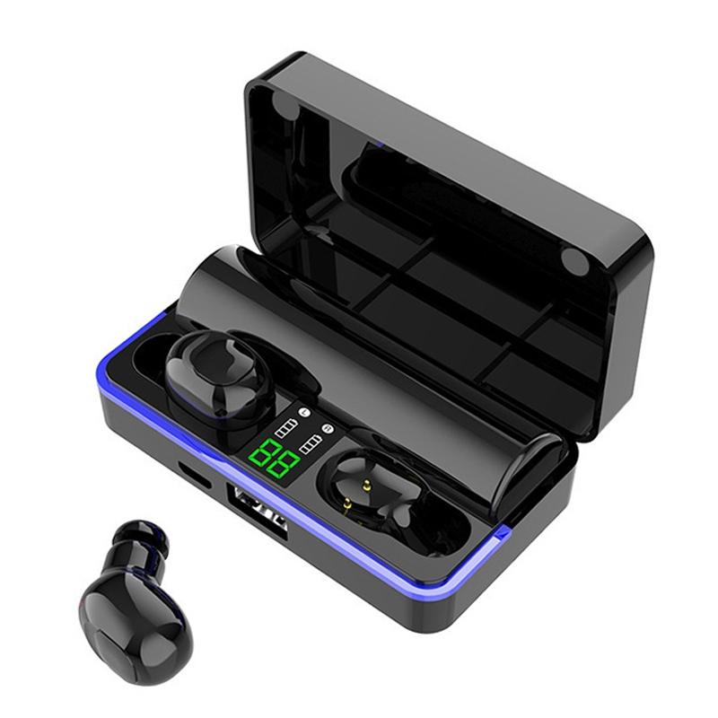 V562-B4450D6PI-202508281641-00 Waterproof Touch Wireless Bluetooth Earphones with Charging Box - 5.0 - Black - Image 1