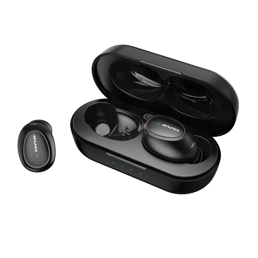 V562-B4555SXPI-202508281421-00 Wireless T16 Tws Bluetooth V5.0 Sports Headset with Charging Case - Black - Image 1
