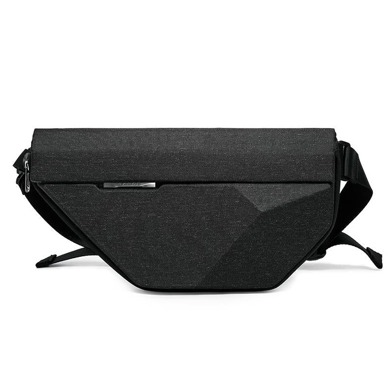 V562-B5772GO-202508271621-00 Waterproof Men Crossbody Chest Bag Hard Shell Pyramid Design Black - Image 1