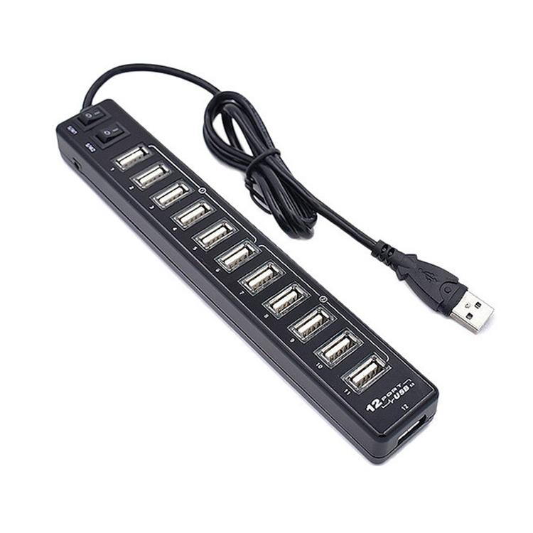 V562-B7111-HU-S-202508292035-00 12-Port Usb 2.0 Hub For Laptops And Netbooks - Black - Image 1