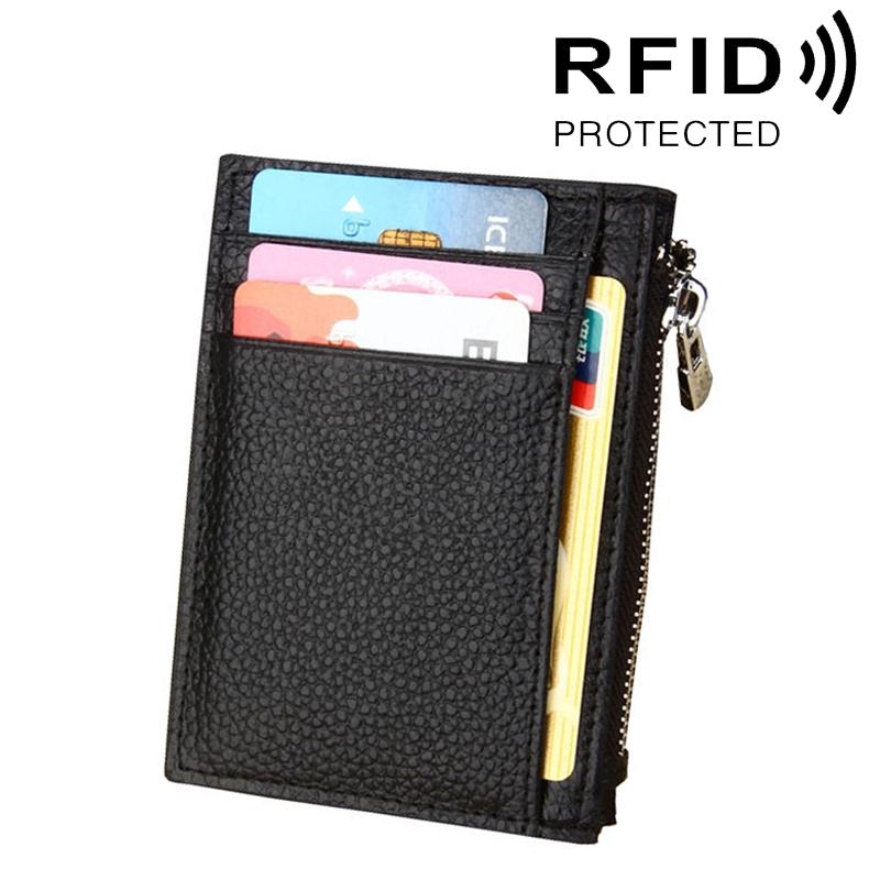 V562-B7801BCC-202508282040-00 Leather Rfid Blocking Card Holder Wallet - Cowhide - Black - Image 1