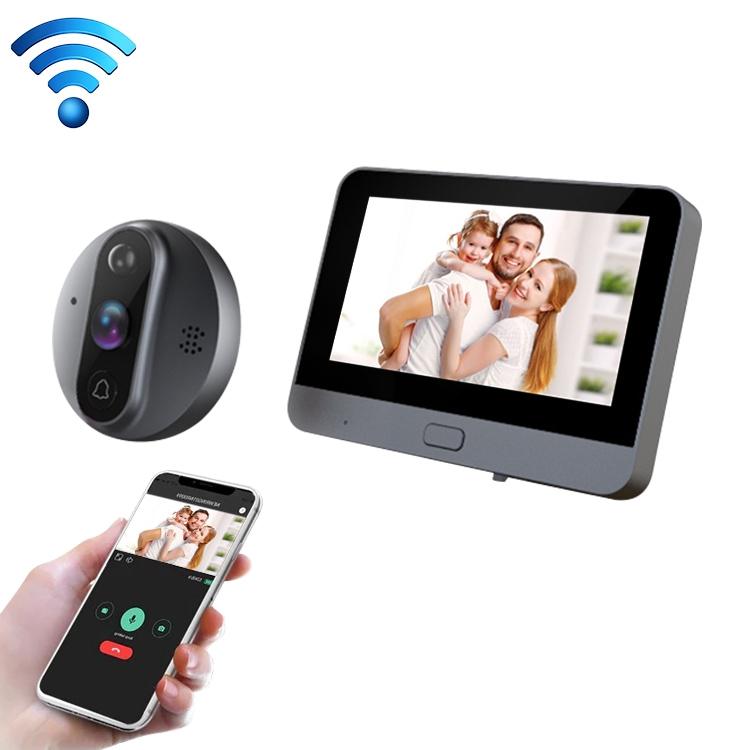 V562-B9700DW-202508271330-00 Smart Wifi Video Doorbell - 4.3 Inch Visual Peephole - Black - Image 1