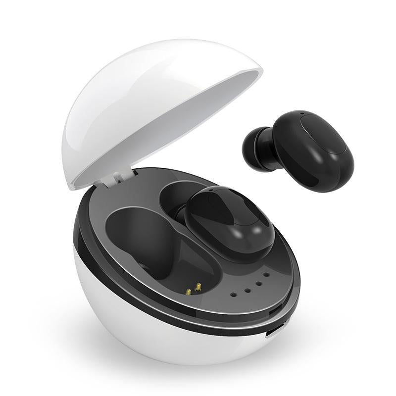 V562-BW0105SXPI-202508281520-00 Wireless Bluetooth Earphones - Space Capsule Shape with Magnetic Charging Box & Lanyard - White + Black - Image 1