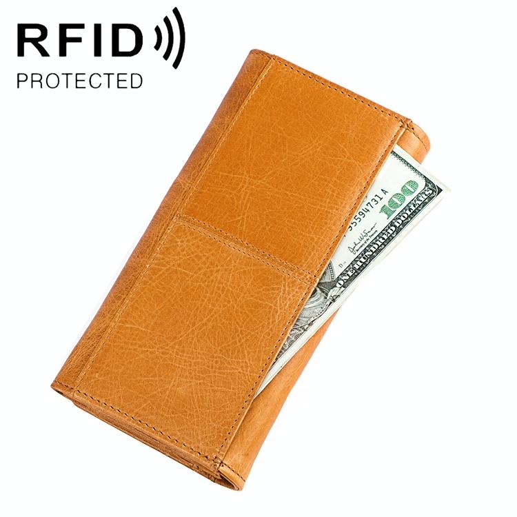 V562-BY4766BCC-202508280630-00 Versatile Retro Leather Rfid Lady Wallet - Yellowish-Brown - Image 1
