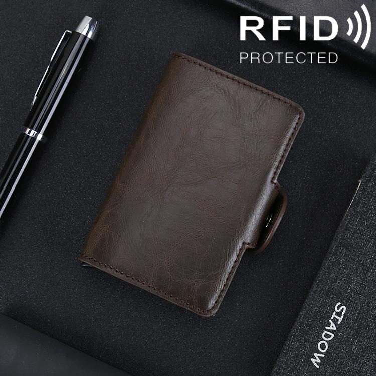 V562-C0700BCC-202508280906-00 Leather Rfid Blocking Card Wallet - Multi-functional - Coffee - Image 1