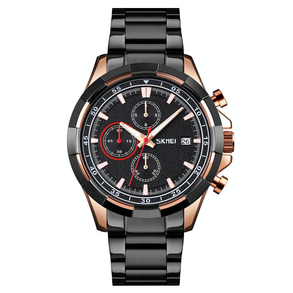 V562-C100139100ADE-202508282053-00 Men Stainless Steel Quartz Watch with Luminous Calendar and Timing - Rose Gold Black - Image 1