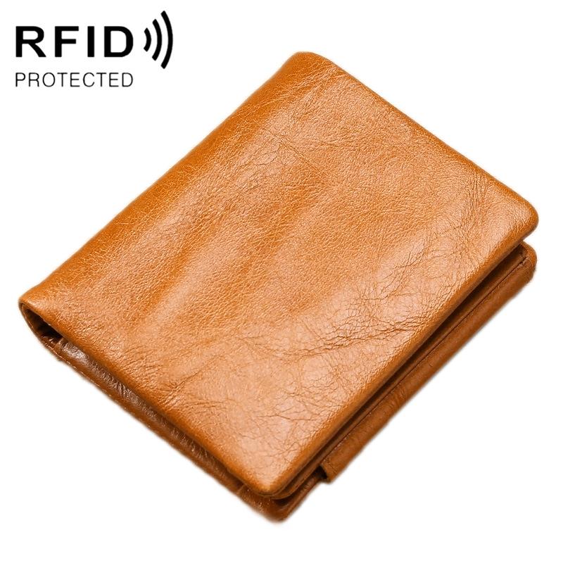 V562-C1005832060DBT-202508281131-00 Men Rfid Leather Tri-fold Wallet - Genuine Leather - Brown - Image 1