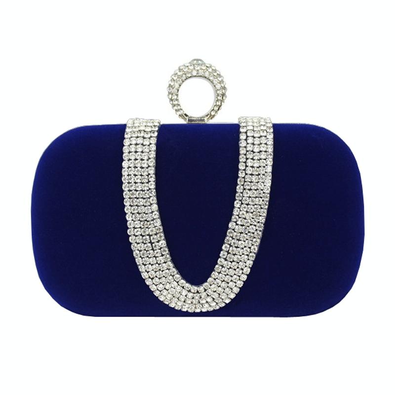 V562-C1007184060DBT-202508280853-00 Embellished u Shape Evening Clutch for Ladies - Banquet Ready - Sapphire Blue - Image 1