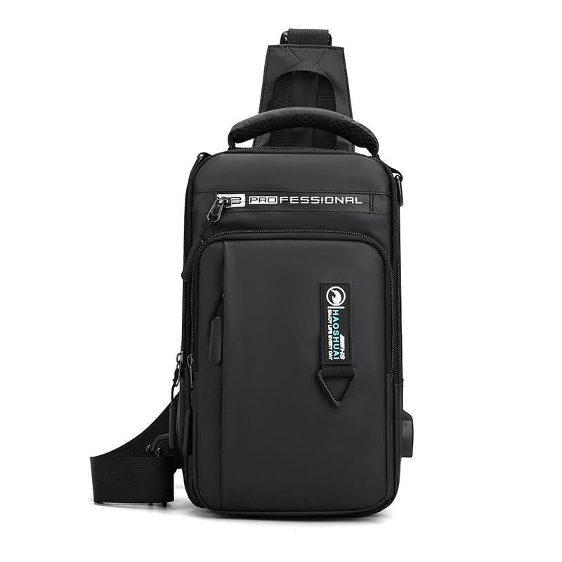 V562-C1023913060DBT-202508290140-00 Men Usb Chest Bag Casual Shoulder Bag With Charging Port - Black - Image 1