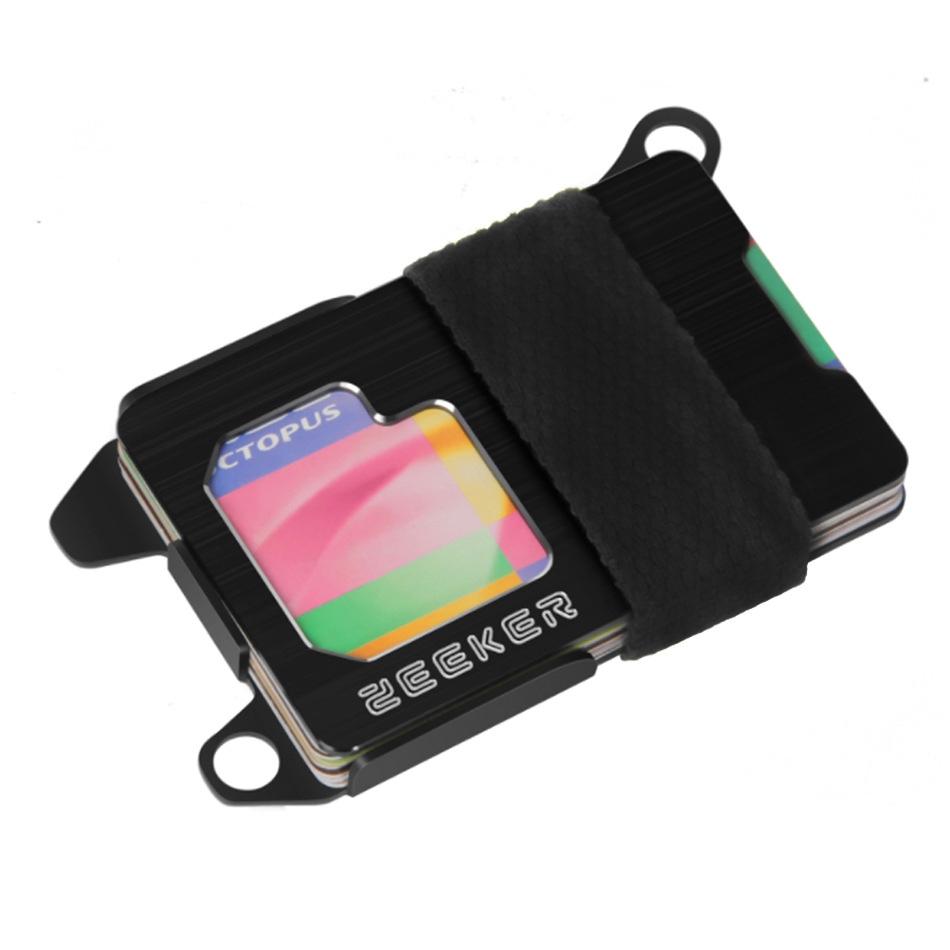 V562-C1026424060DBT-202508290825-00 Rfid Metal Card Holder Compact Edc Wallet - Black Cloth Belt - Image 1
