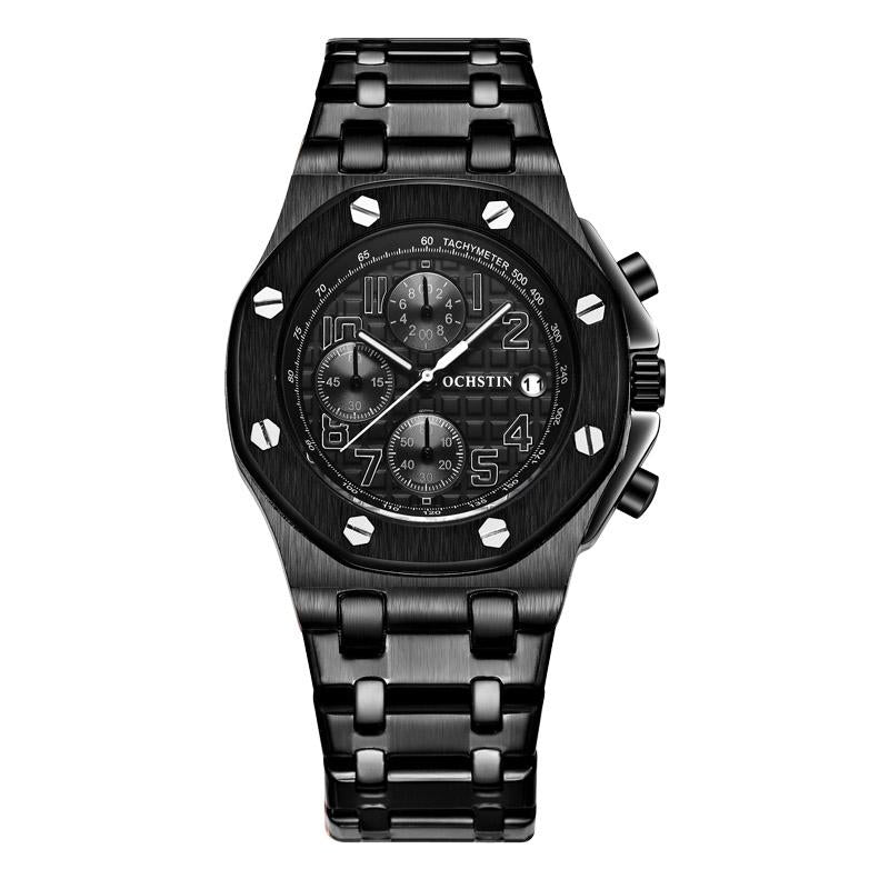 V562-C102830400ADE-202508281710-00 Waterproof Luminous Men Watch with Steel Strap - 6100d - Black 01 - Image 1