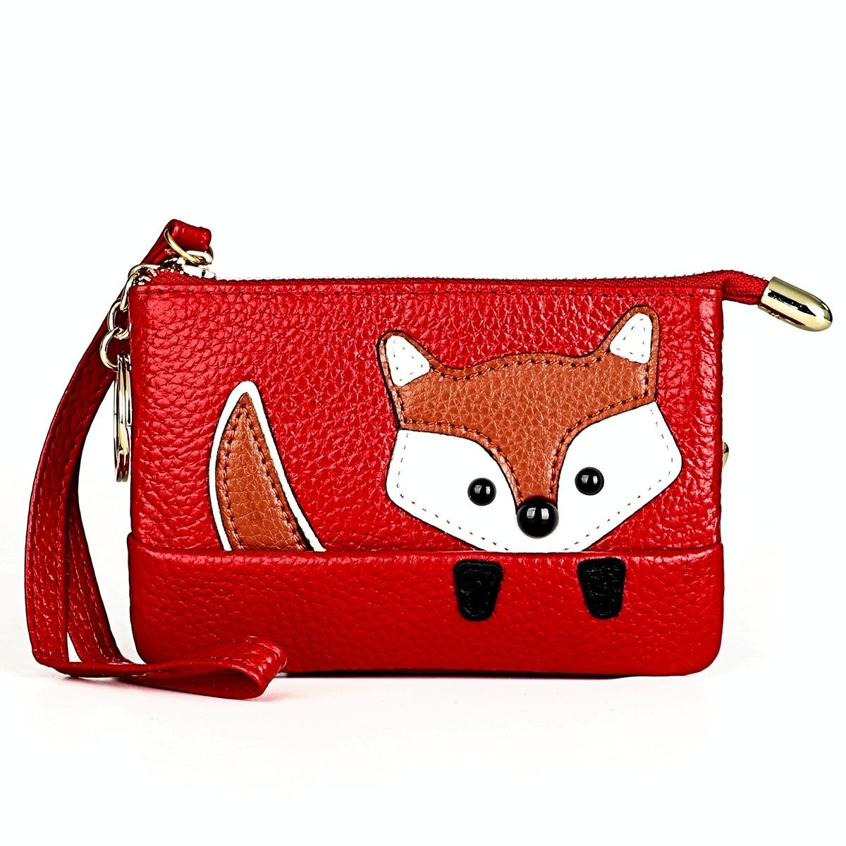 V562-C106266100ADE-202508290045-00 Mini Leather Fox Key Case for Sewing Thread - Red - Image 1