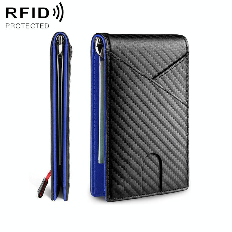 V562-C107527300ADE-202508282310-00 Carbon Fiber Business Wallet for Men - Rfid Protection - Blue - Image 1