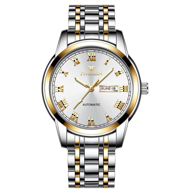 V562-C1080952650DBT-202508281932-00 Men Luminous Quartz Watch with Roman Numeral Dial - Sporty Style - Between Gold White Surface - Image 1
