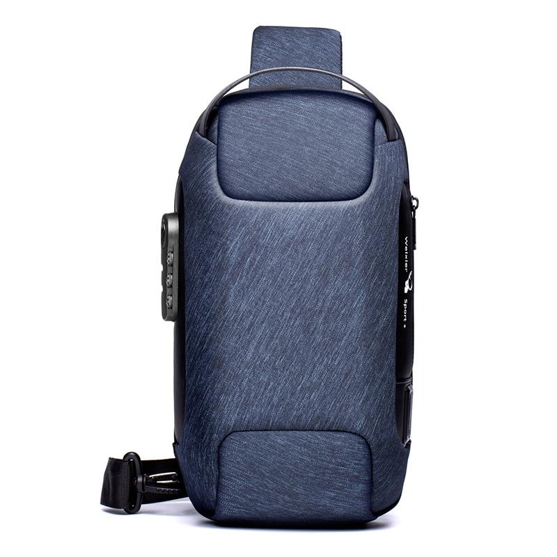 V562-C1089027650DBT-202508271541-00 Canvas Anti Theft Chest Bag For Men Blue One Shoulder Design - Image 1