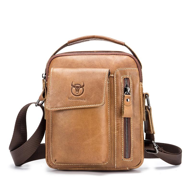 V562-C1092313850DBT-202508291226-00 Soft Leather Messenger Bag For Men - Yellow Brown - Image 1