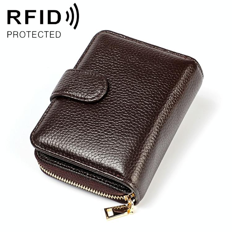 V562-C1610BCC-202508280620-00 Men Anti-magnetic Leather Rfid Wallet - Black - Coffee - Image 1