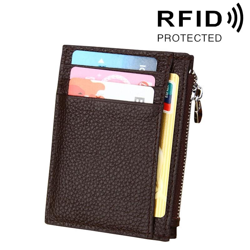 V562-C7801BCC-202508282040-00 Leather Rfid Blocking Card Holder Wallet - Cowhide - Coffee - Image 1