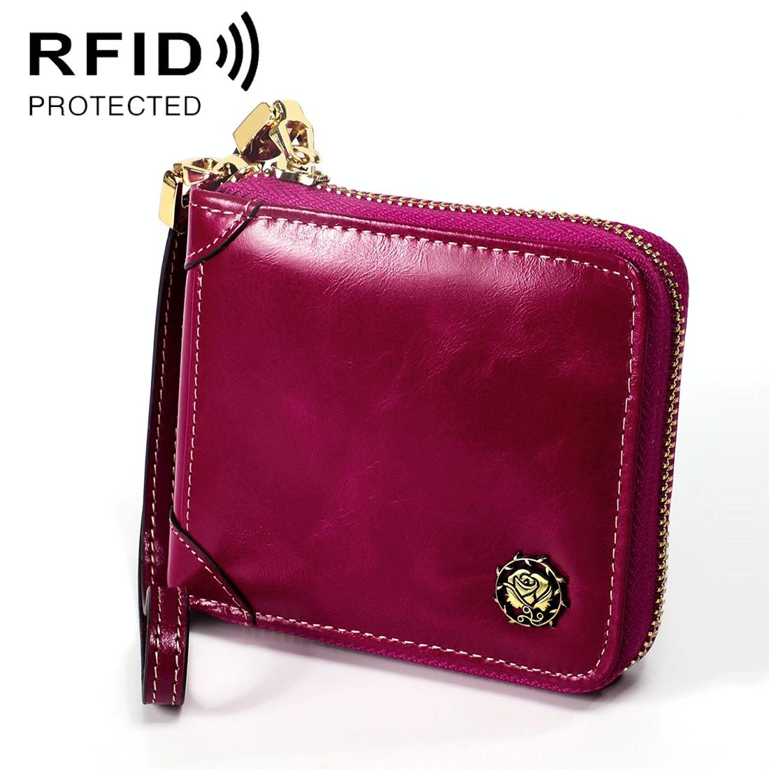 V562-D10069500ADE-202508281946-00 Rfid Leather Wallet with Lanyard - Multi-functional - Purple - Image 1