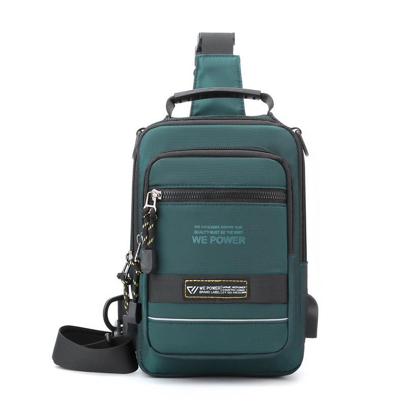 V562-D1029583060DBT-202508290903-00 USB Chest Outdoor Shoulder Messenger Bag For Men With Charging Port - Dark Green - Image 1