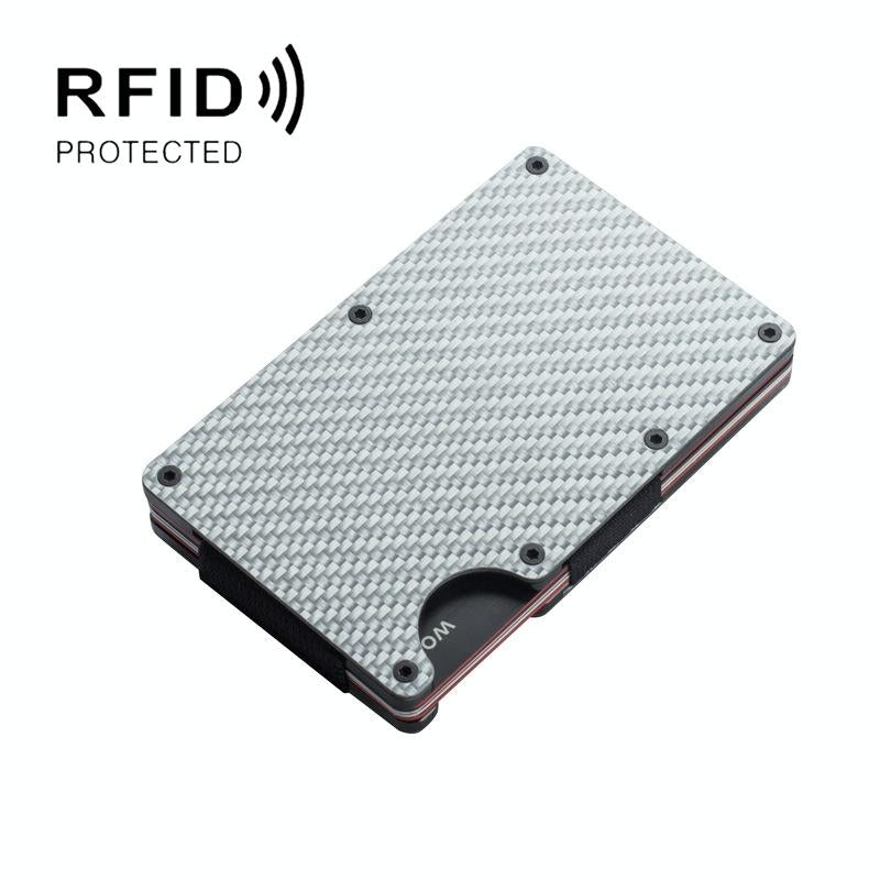 V562-D1054283060DBT-202508281945-00 Carbon Fiber Rfid Card Holder - Secure & Stylish - Silver - Image 1