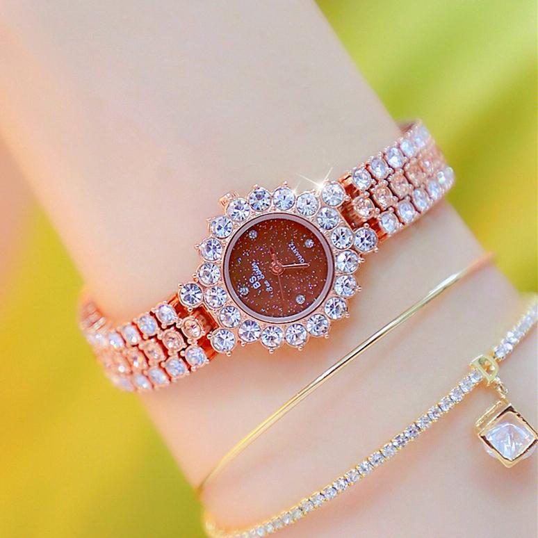 V562-D1057432060DBT-202508280920-00 Sparkling Diamond Chain Watch for Women - Full of Elegance - Rose Coffee - Image 1