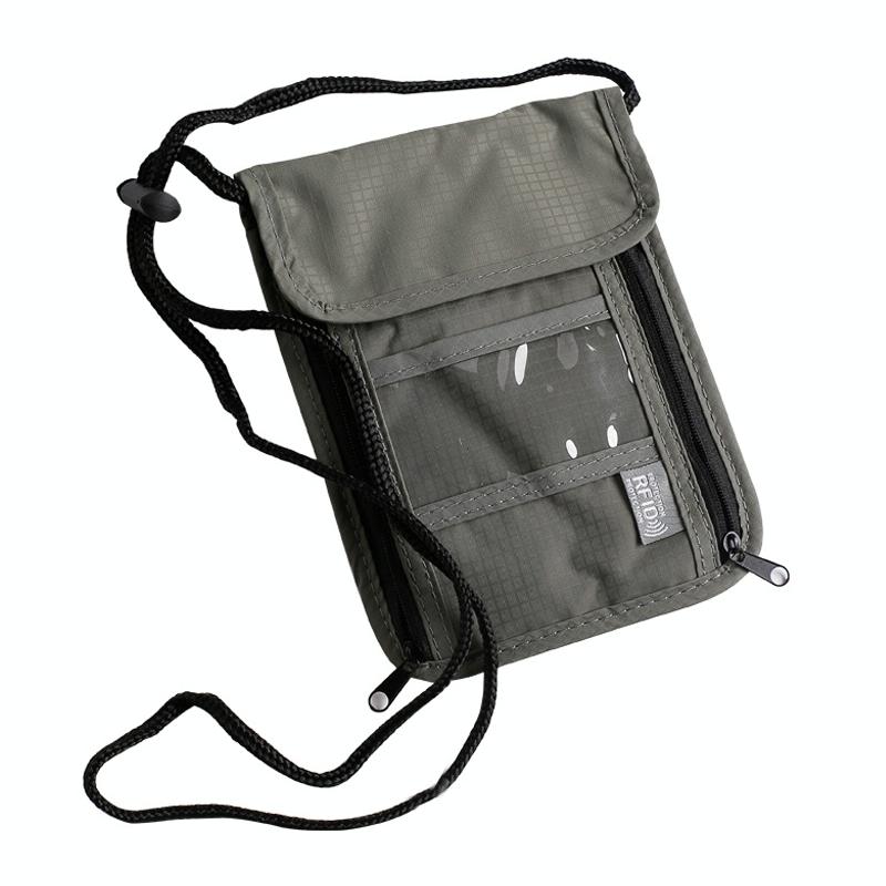 V562-D1069463060DBT-202508290131-00 Secure Hanging Neck Bag for Travel Documents - Rfid Blocking - Upgrade Gray - Image 1