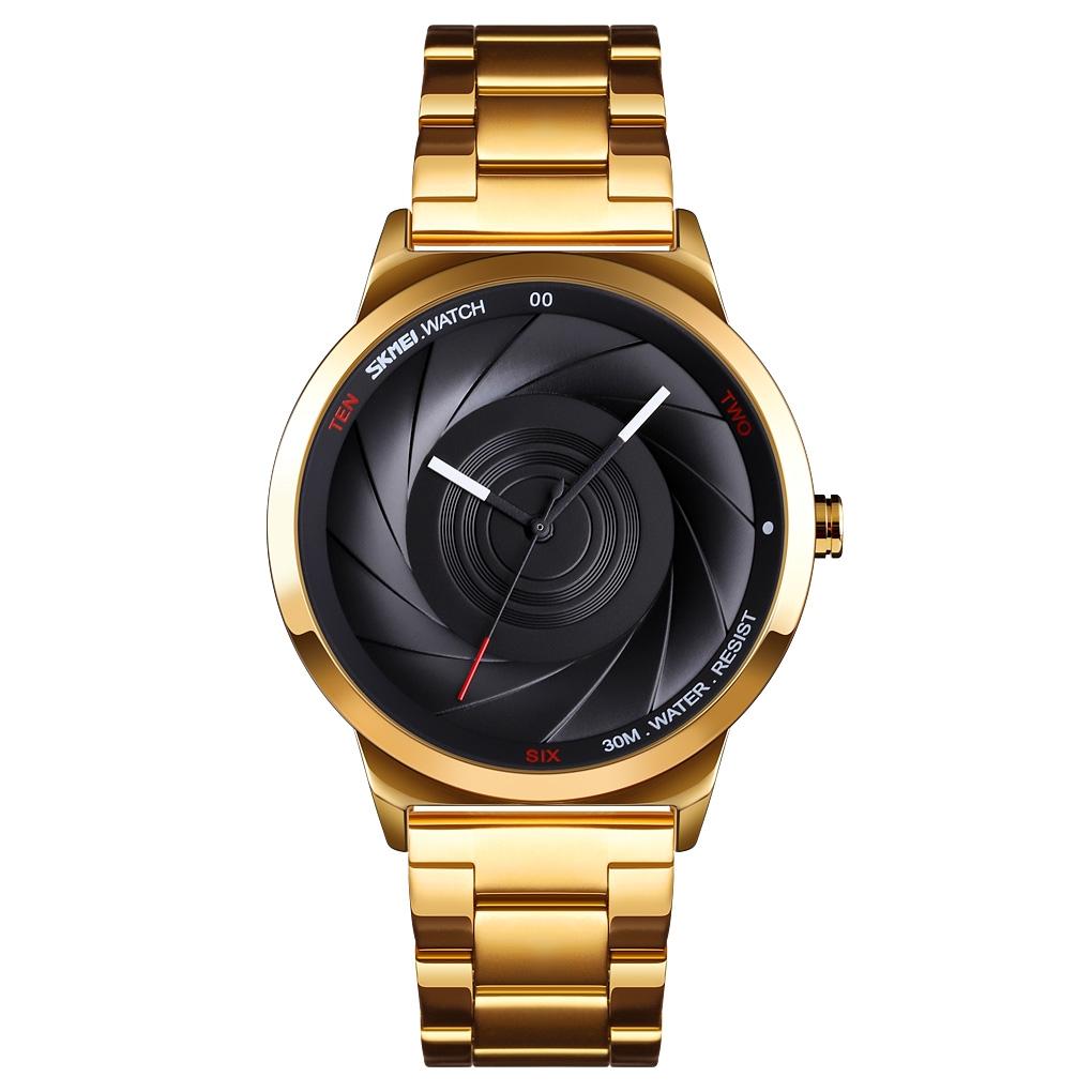 V562-D10855800AYS-202508280953-00 Stylish Waterproof Gold Quartz Watch for Men - Golden Black - Image 1