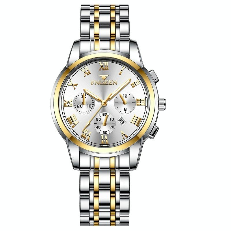 V562-D1091782020DBT-202508282054-00 Stylish Women Quartz Watch with Luminous Display and Date - Gold White Surface - Image 1