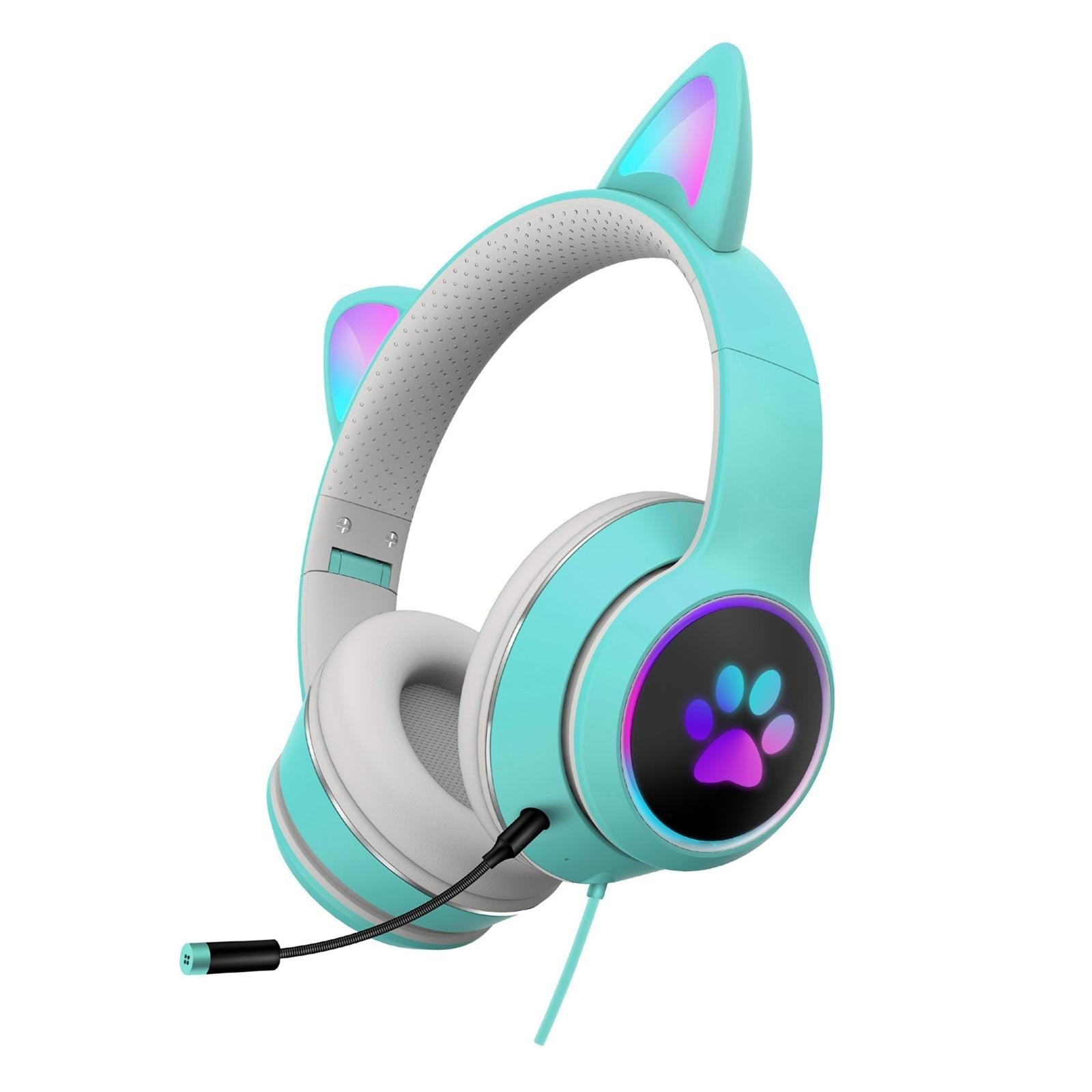 V562-D109424100ADE-202508292111-00 Foldable Led Headset With Mic Usb + 3.5Mm Port - Light Blue - Image 1