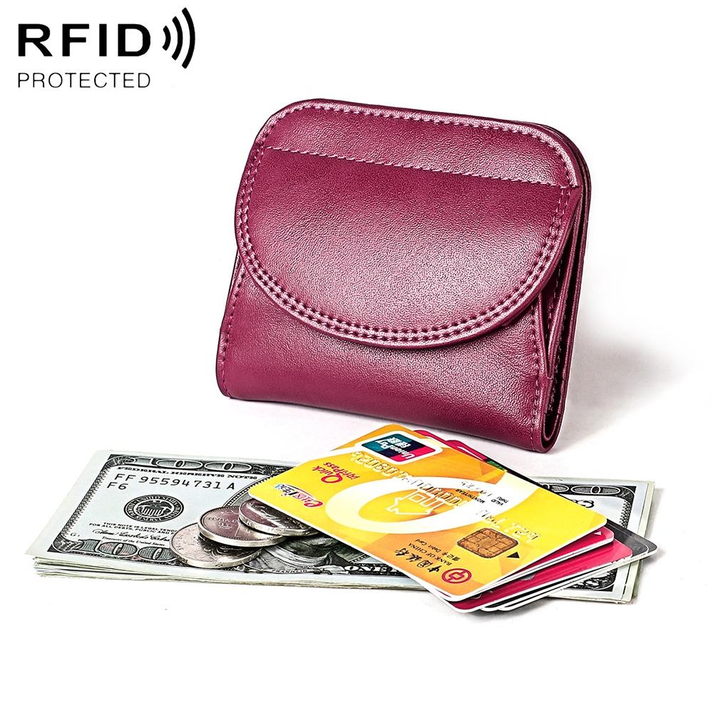 V562-D109788200ADE-202508281331-00 Women Leather Rfid Blocking Coin Purse - Compact Design - Purple - Image 1