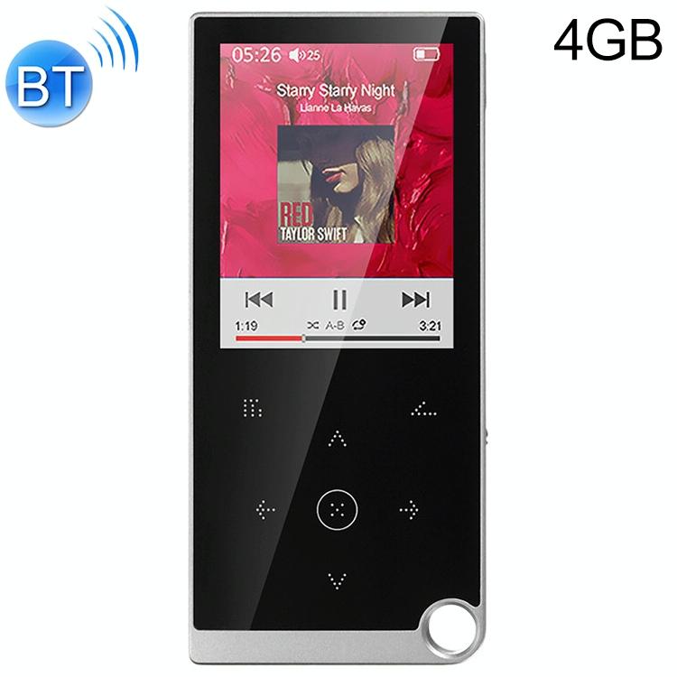 V562-D4027600550DBT-202508291046-00 2.4 Inch Touch Mp4 / Mp3 Player 4Gb Memory Bluetooth E Book Alarm Timer - Silver Grey - Image 1
