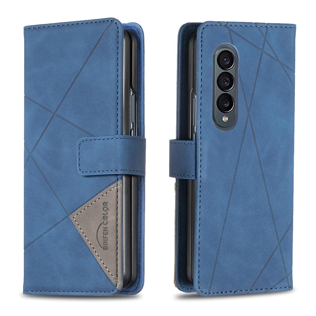 V562-E102165300ADE-202508281125-00 For Samsung Galaxy Z Fold4 5G Magnetic Rhombus Texture Case - Blue - Image 1