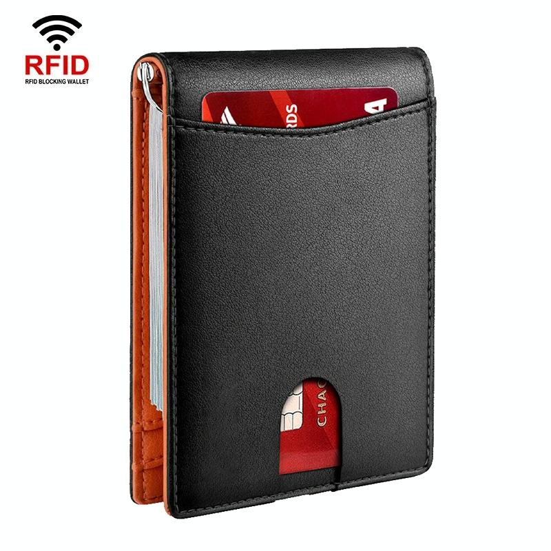 V562-E1027593060DBT-202508281015-00 Rfid-protected Leather Wallet - Flat Pattern Orange Inside - Image 1