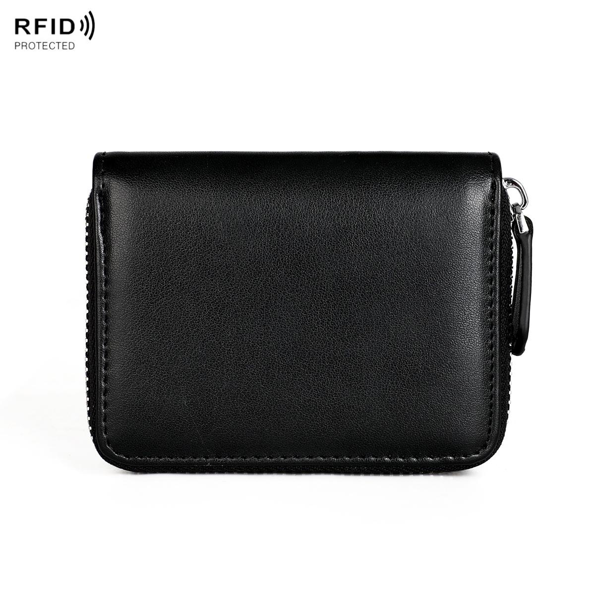 V562-E109466100ADE-202508281710-00 Rfid-protected Leather Coin Purse - Secure & Stylish - Black - Image 1