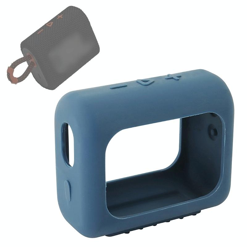 V562-E1097413850DBT-202508280420-00 Portable Silicone Cover for Jbl Go3 Speaker with Carabiner - Dark Blue - Image 1