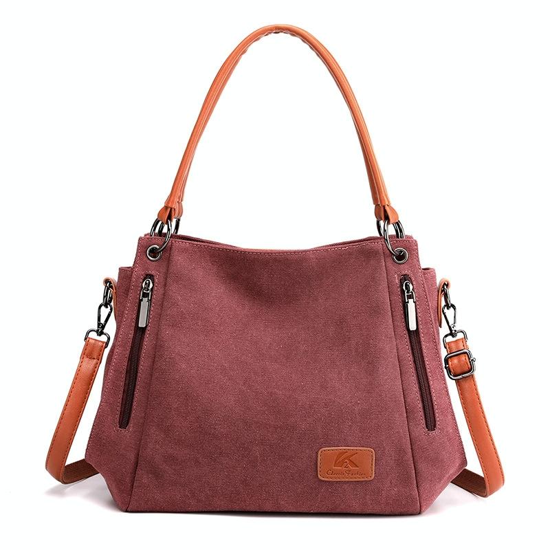 V562-E1097562060DBT-202508281716-00 Canvas Shoulder Bag - Spacious and Stylish - Purple Coffee - Image 1