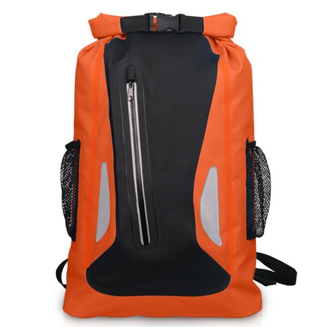 V562-E6585GO-202508290020-00 25L Outdoor Waterproof Dual Shoulder Strap Dry Bag Pvc Barrel Design - Orange - Image 1