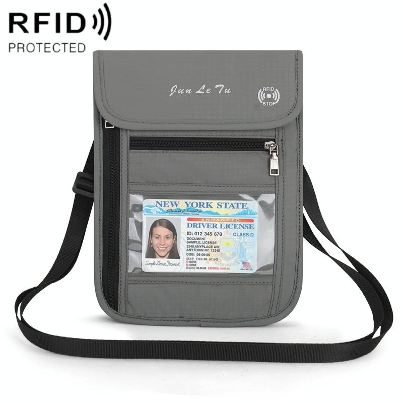 V562-F1022322060DBT-202508290831-00 Rfid Passport Storage Bag Anti Theft Messenger - Light Grey - Image 1