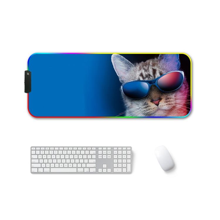 V562-F3018412750DBT-202508291430-00 Rgb Non Slip Mouse Pad With Thermal Transfer - Glasses Cat - Image 1