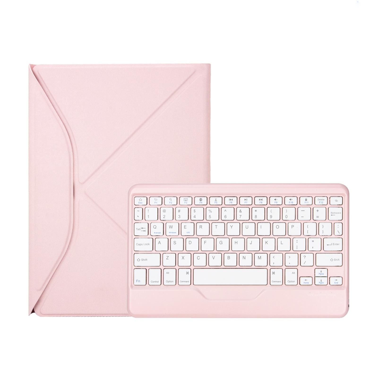 V562-F54830ORPI-202508290715-00 Bluetooth Keyboard Leather Tablet Case With Pen Slot - Pink - Image 1