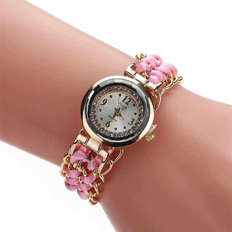 V562-G104544270DBT-202508282011-00 Quartz Wrist Watch with Knitting Rope Chain for Women - Pink - Image 1