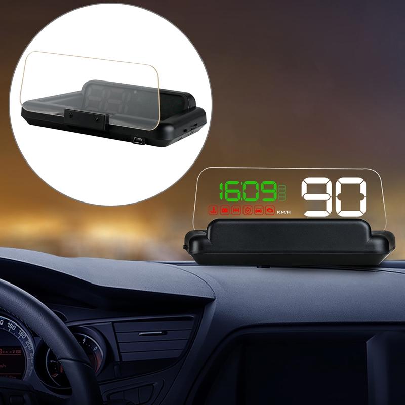 V562-G3558SMC-202508290815-00 Virtual Hd Car Hud Display Speed Rpm Water Temp Oil Consumption Distance / Time Voltage Over Speed Alarm - Green - Image 1