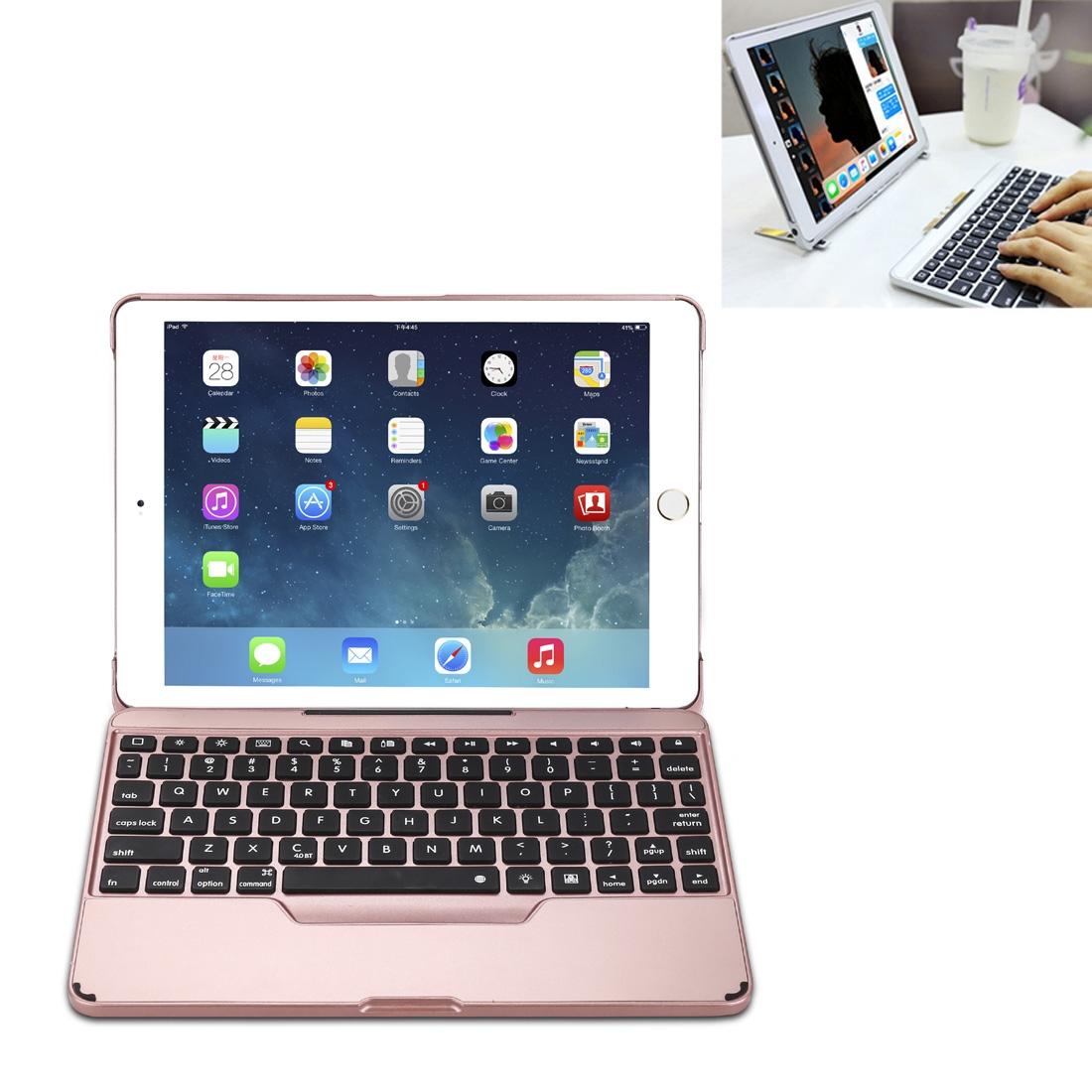 V562-GR3010D6PI-202508290253-00 Detachable Bluetooth Keyboard Case For Ipad Air 2 / 9.7 2018 / 2017 / Pro 9.7 - Colourful Backlight - Rose Gold - Image 1