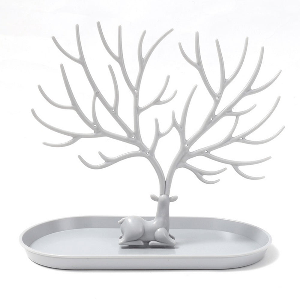 V562-GU23-JA266GREY-202508292041-00 Vibe Geeks Antlers Tree Tower Jewelry Display Stand for Ring Earrings Necklace Bracelet - Grey Basic Model - Image 1