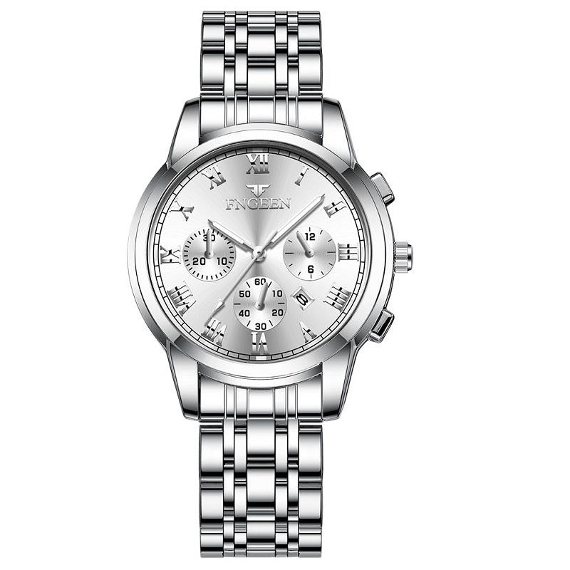 V562-H1091782020DBT-202508282054-00 Stylish Women Quartz Watch with Luminous Display and Date - White Steel White Surface - Image 1